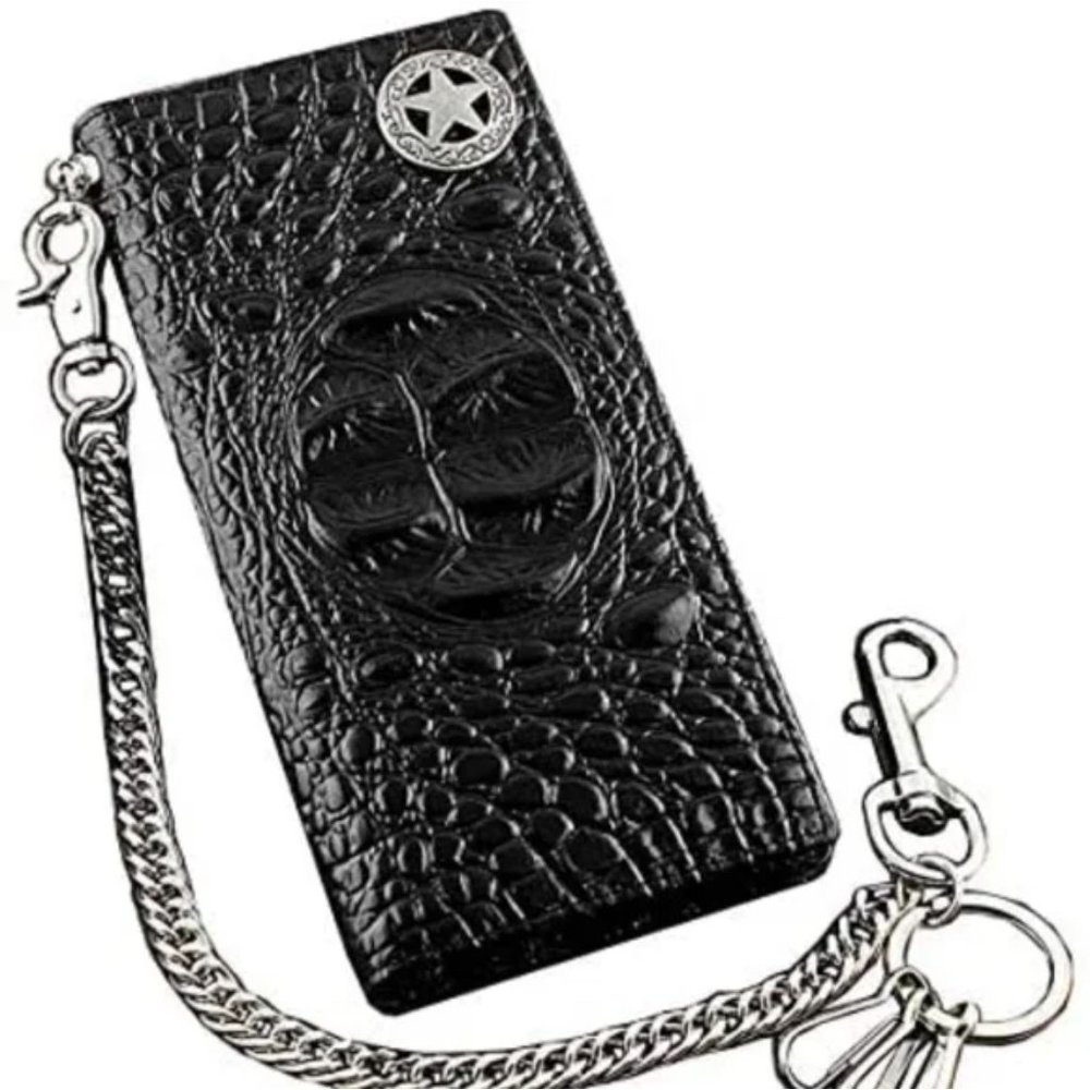New Mens wallet Biker Leather Long Card Holder Wallet
